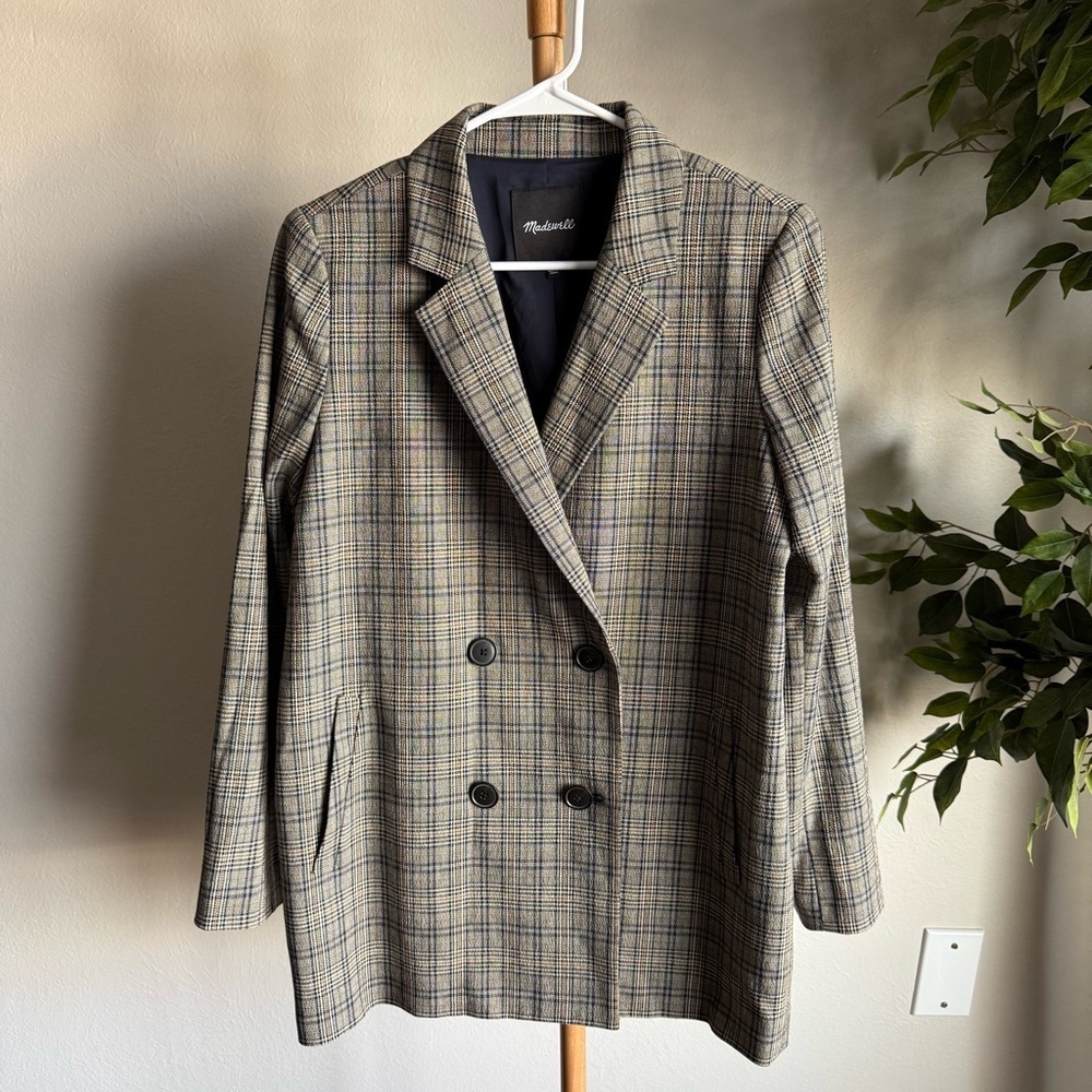 Madewell Caldwell Double-Breasted Blazer in Miltmore Plaid Women’s Size Small - Picture 3 of 9